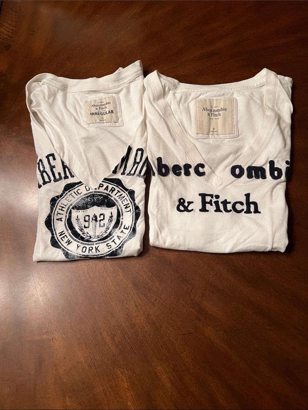 Abercrombie & Fitch White Short Sleeve Logo Tees (Set of 2)